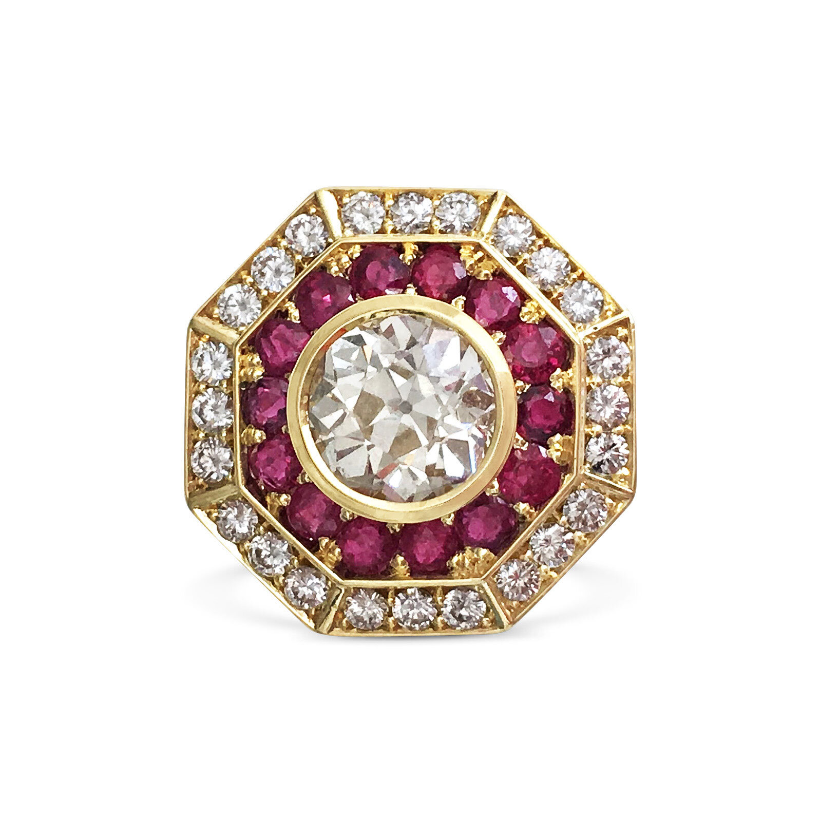 Diamond and Ruby Target Ring