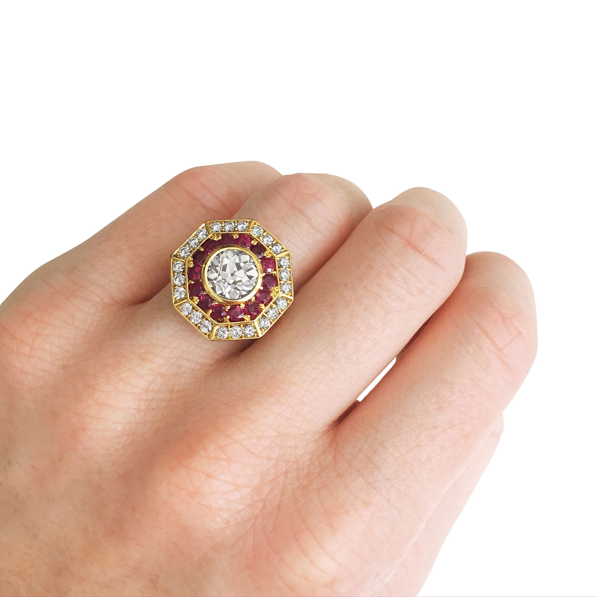 Diamond and Ruby Target Ring