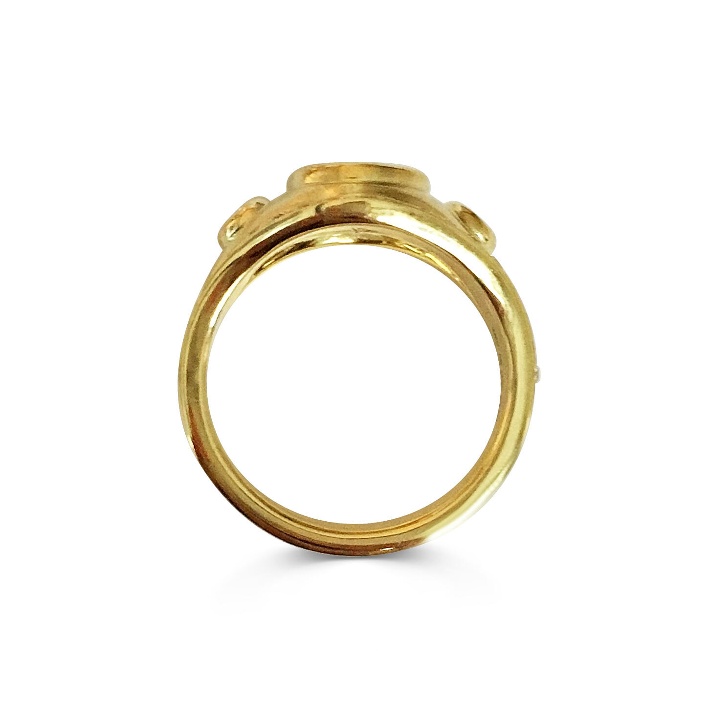 Diamond Etruscan ring mounted in 18ct yellow gold.