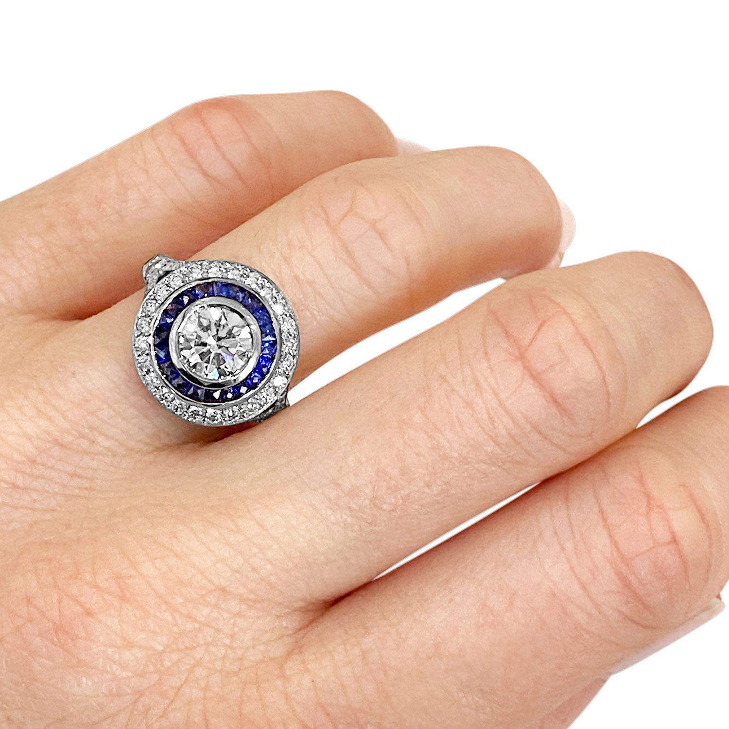 Diamond-and-sapphire-target-ring