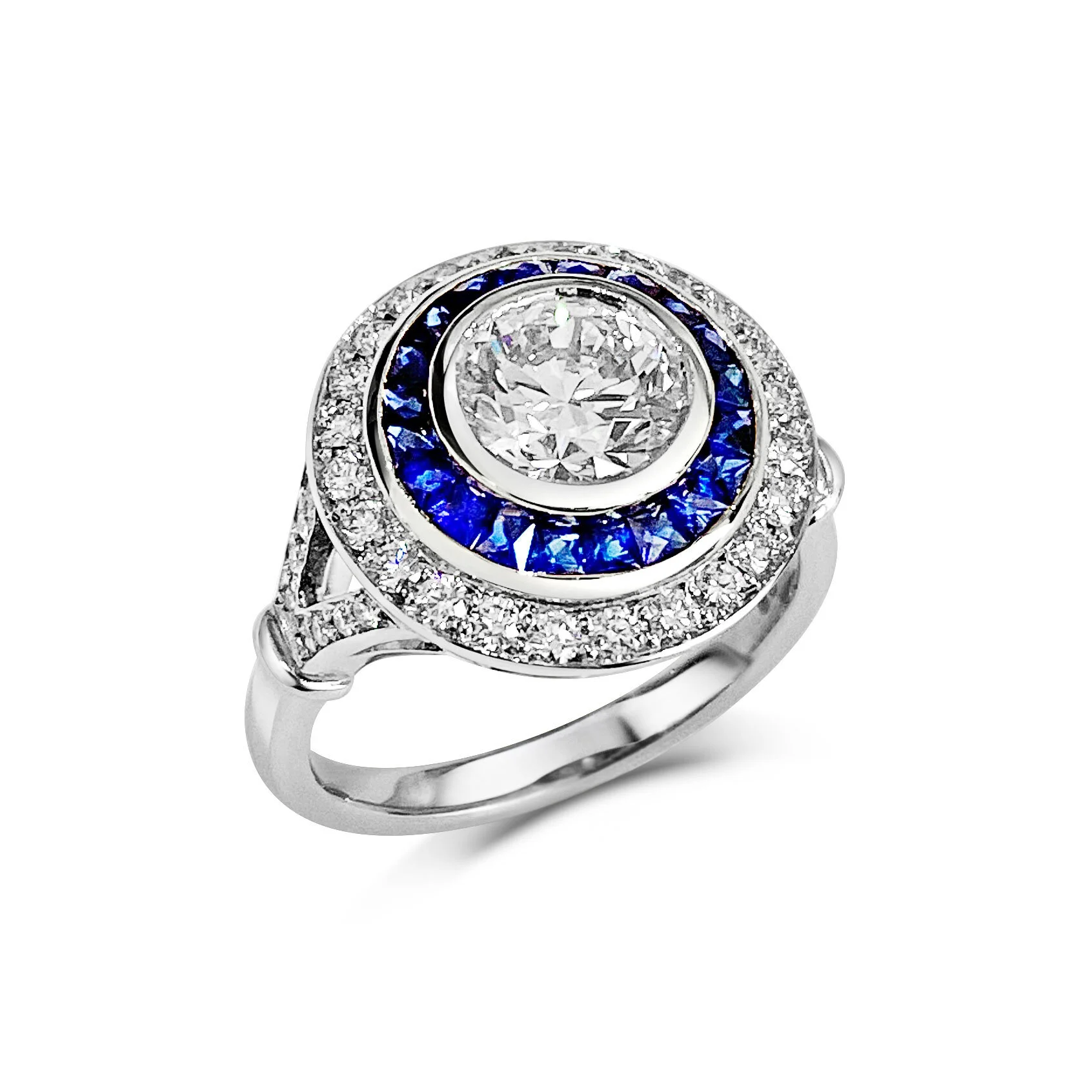 Diamond and sapphire target ring — Bear Brooksbank