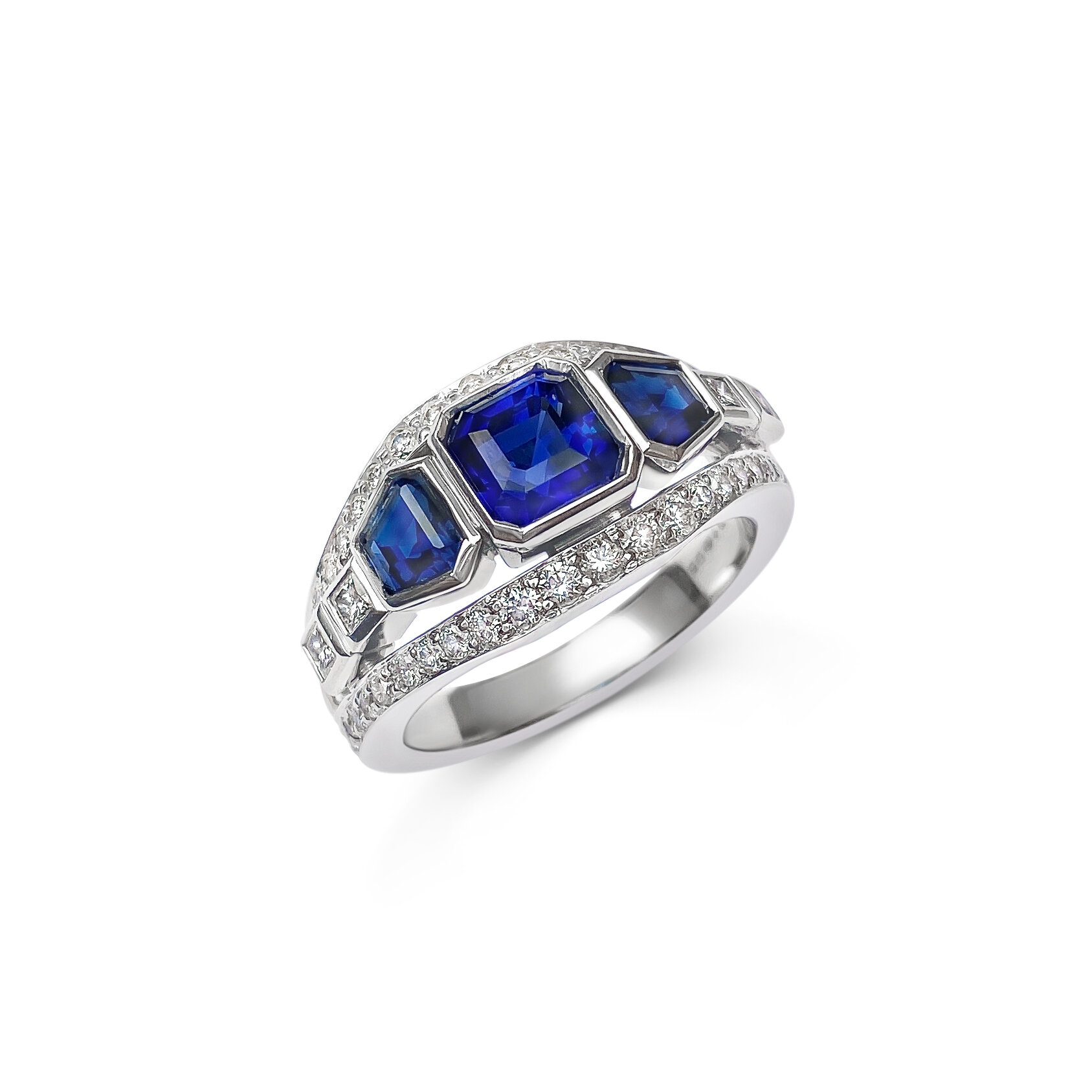 Wide band sale sapphire ring