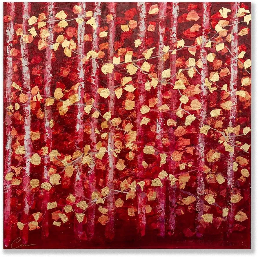 Golden Leaves with Cadmium Red