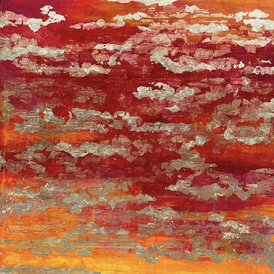 Golden Evening 120cm x120cm oil, gold leaf on canvas 