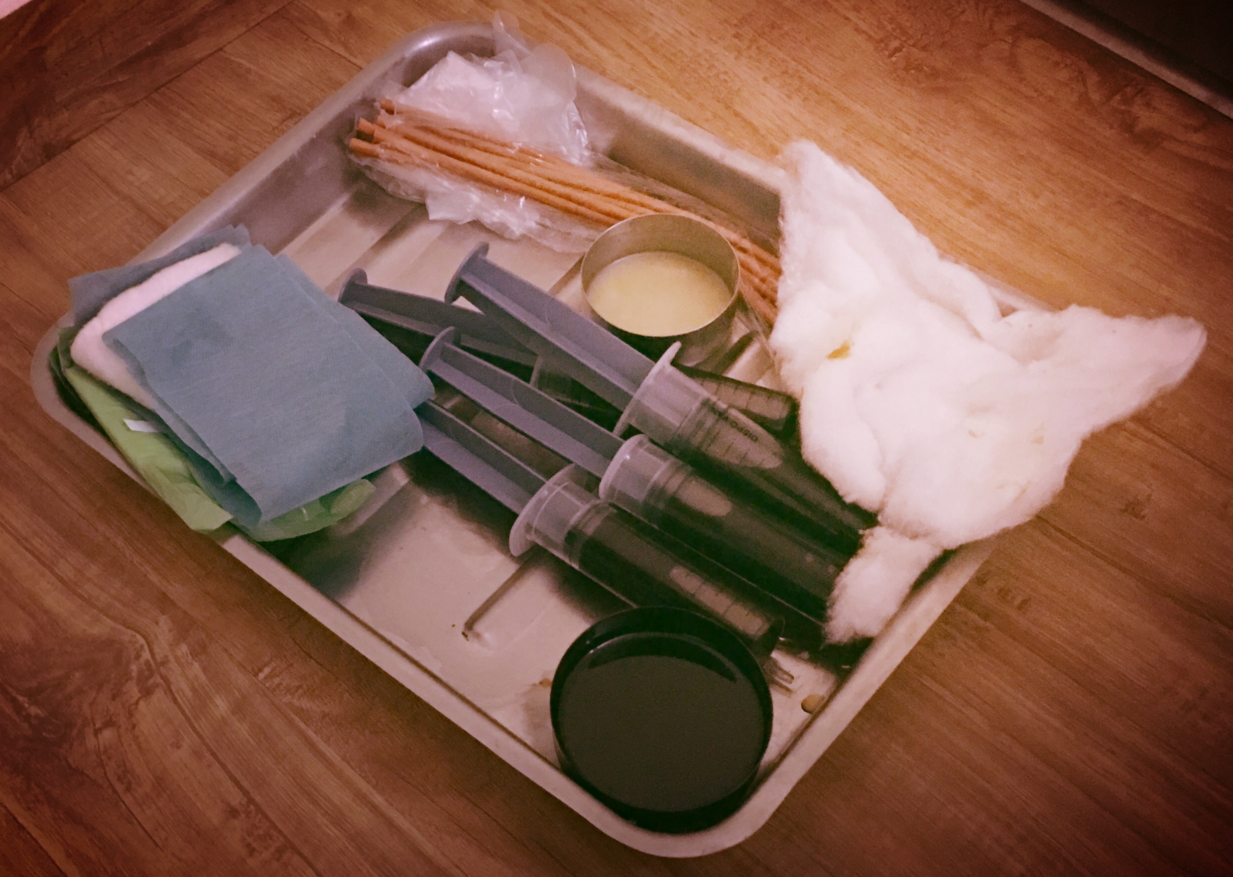 Nighttime tray of treatment delights.