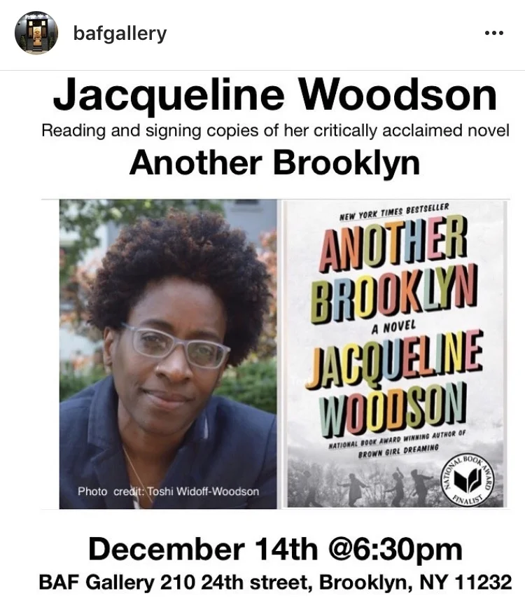 Jacqueline Woodson reading and signing ANOTHER BROOKLYN