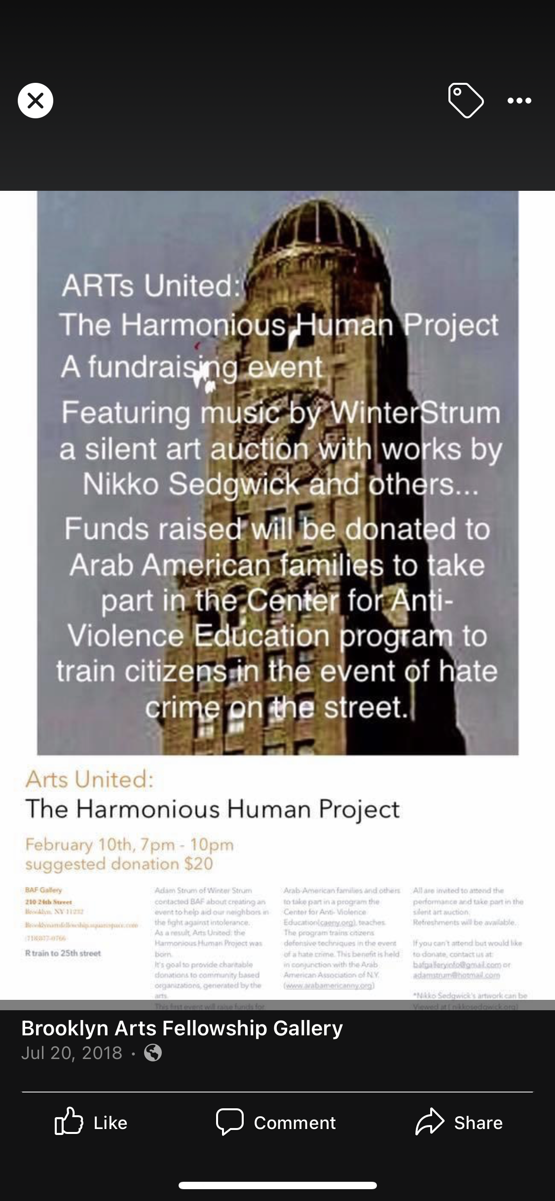 Arts United: the harmonious human project. A fundraising event.