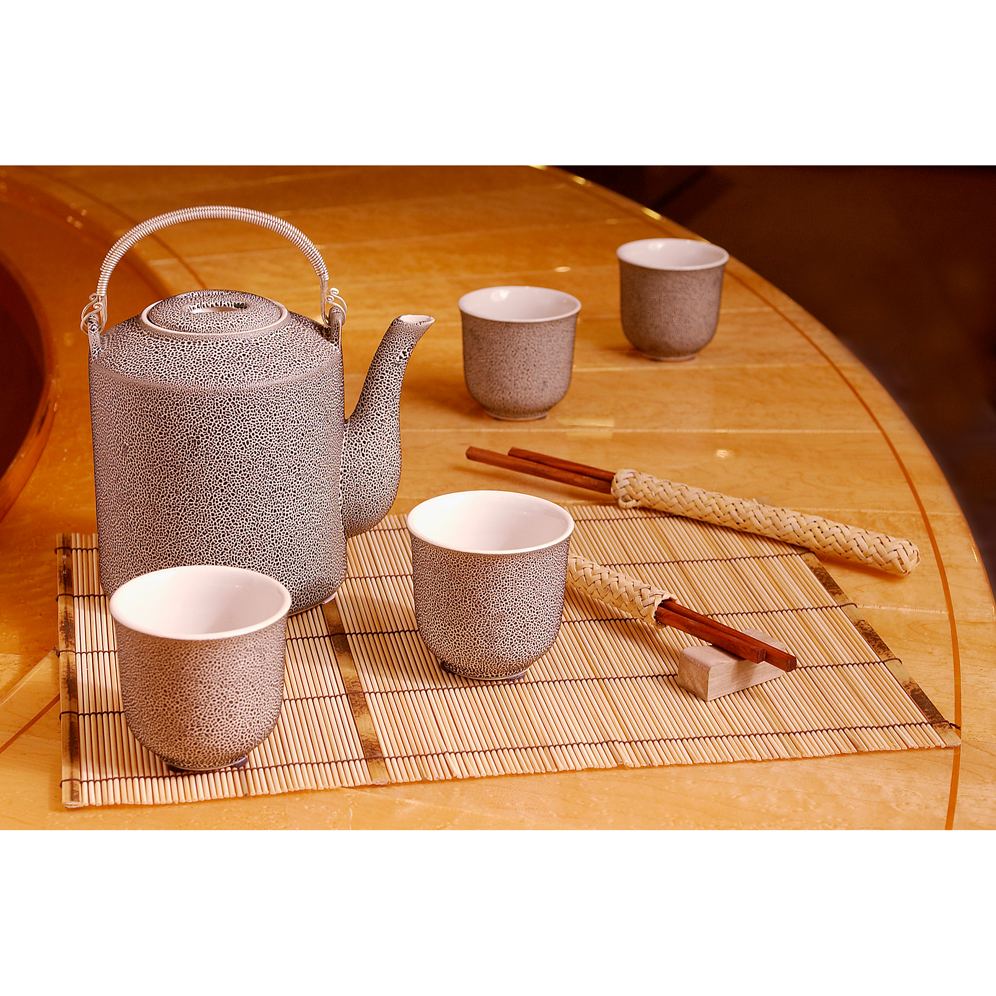 Photo of tea set with chopsticks for e-commerce product sales