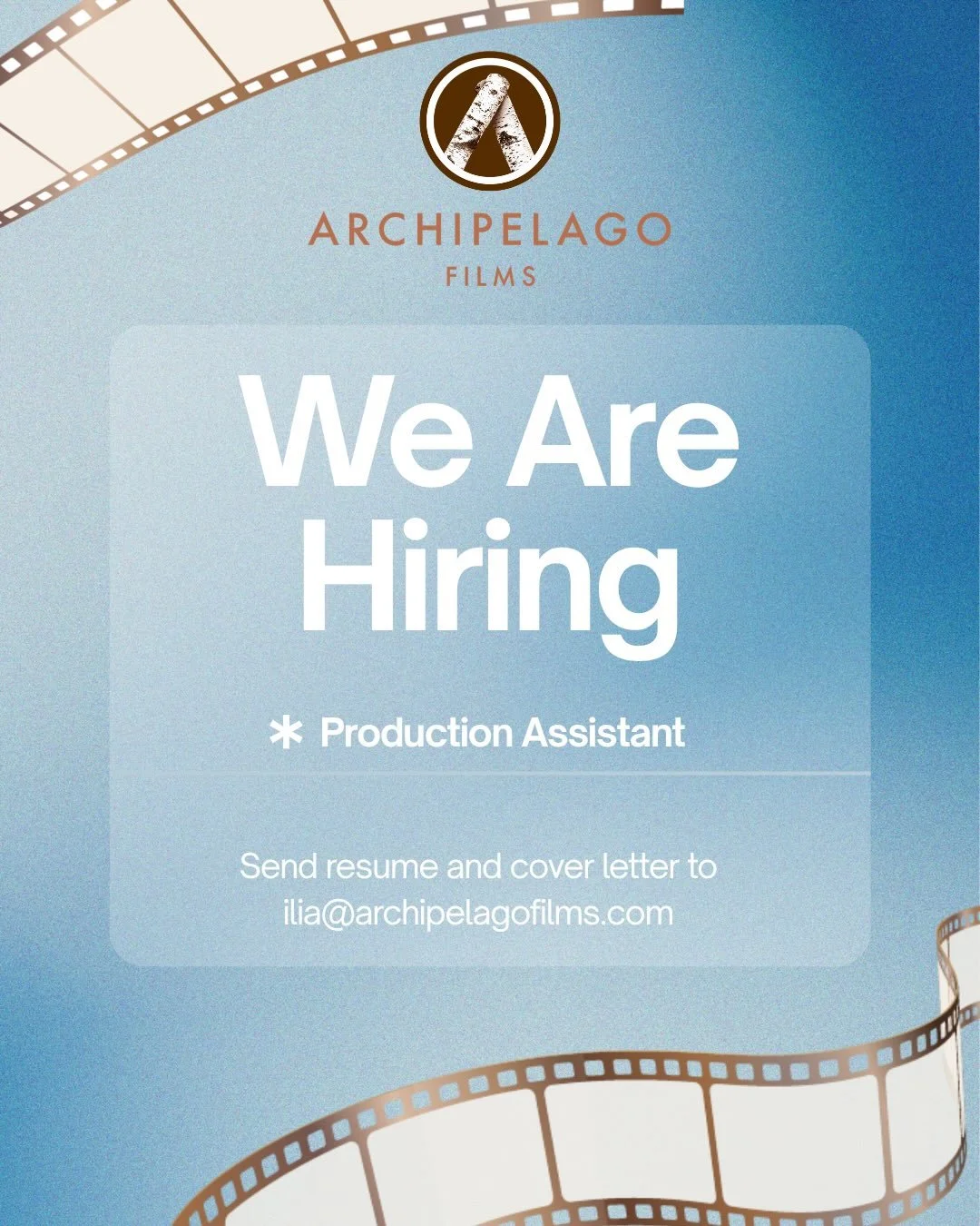 Archipelago Films &mdash; an award-winning documentary company (Emmy and Sundance wins, an Academy Award nomination; work seen on IMAX screens, Netflix, HBO, PBS, and National Geographic) &mdash; and its nonprofit affiliate Arise Media are hiring a P