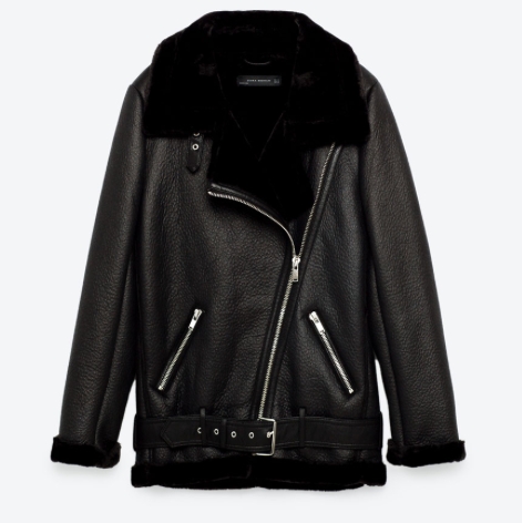 Get a head start on the oversize trend of next season with this longer biker style. Shopping at Zara can sometimes cause a lack of judgement but this one looks chic and is super warm. Longer biker jacket, $169, Zara