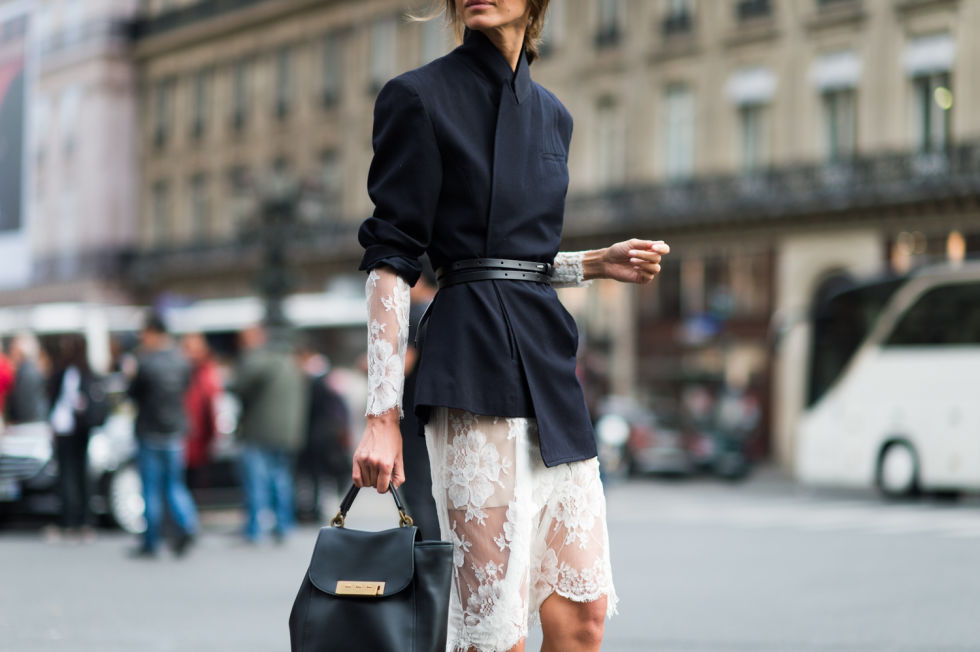 paris-fashion-week-street-style-elle-white-lace-dress-belted-blazer-evening-to-day-dressing-night-to-day-dressing-style-hack-black-and-white-navy-and-black.jpg