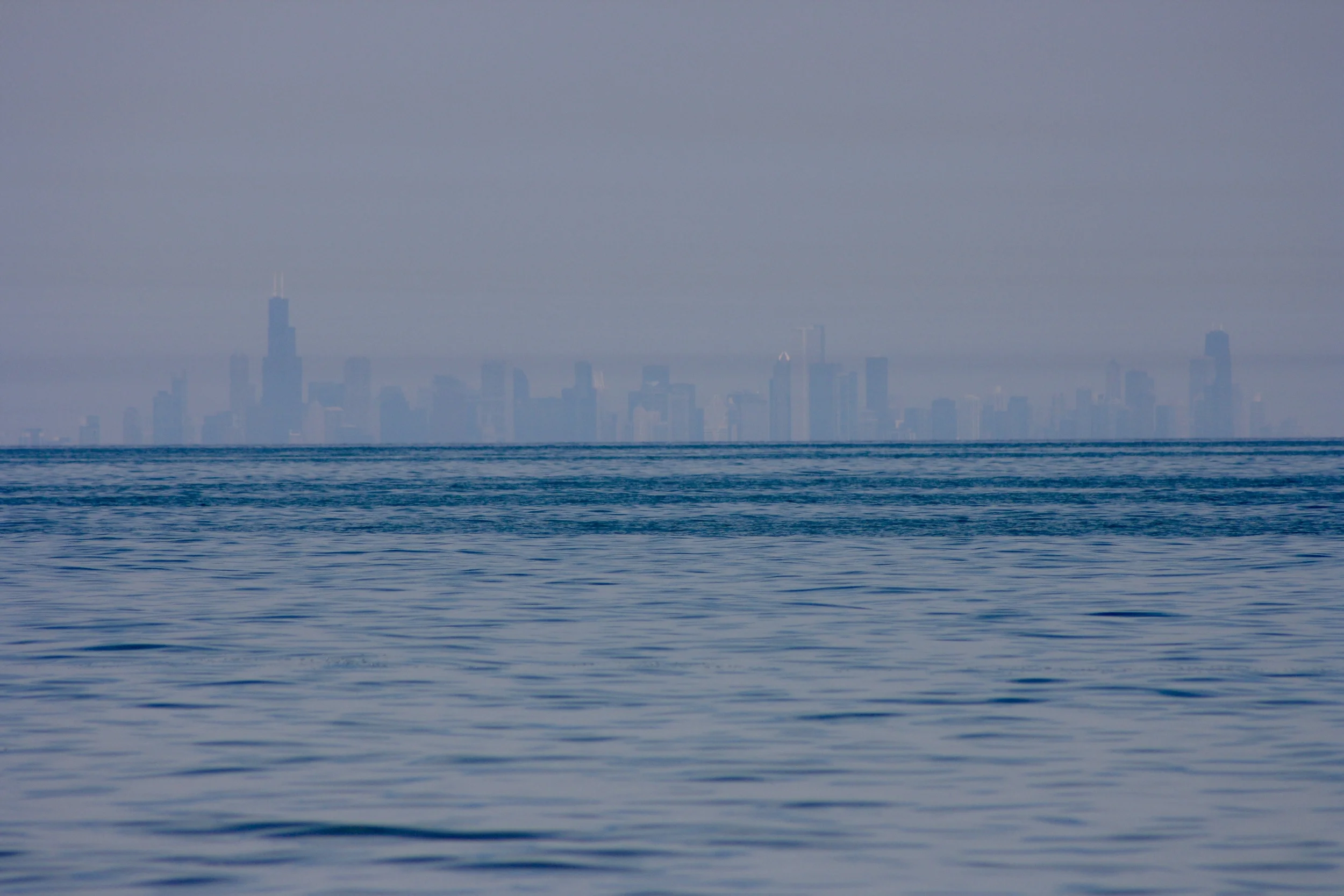 Chicago Skyline, Wells Street Beach, Indiana.