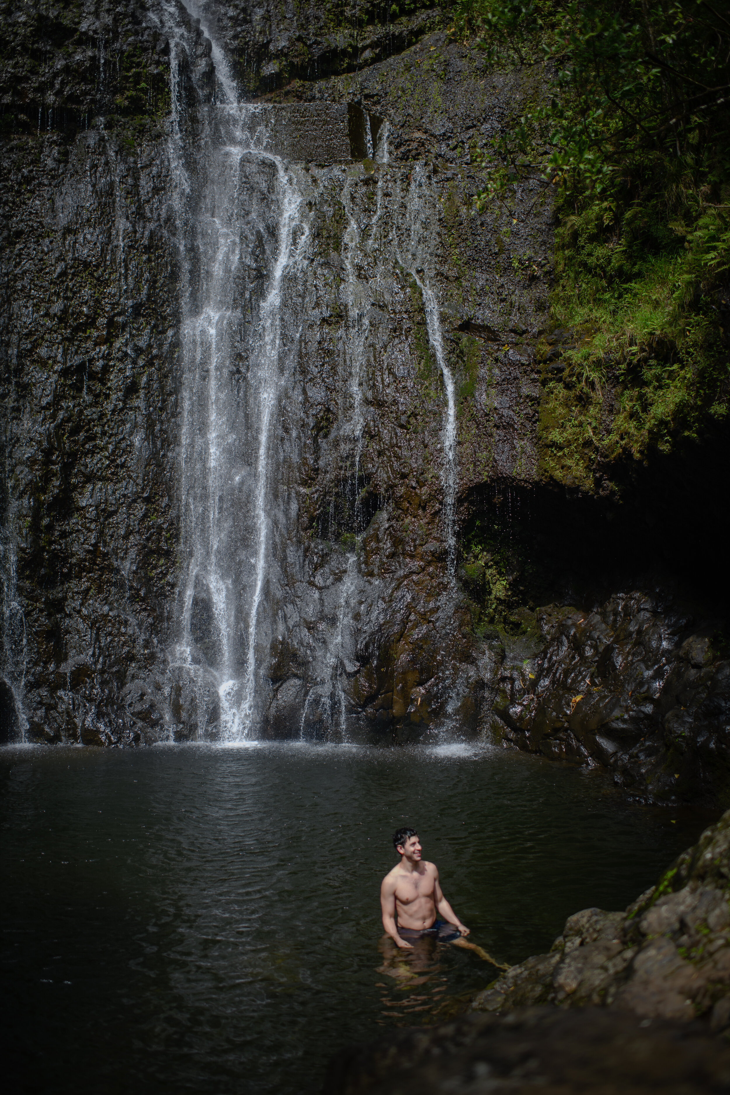 Man Swimming at Waterfall, 2021