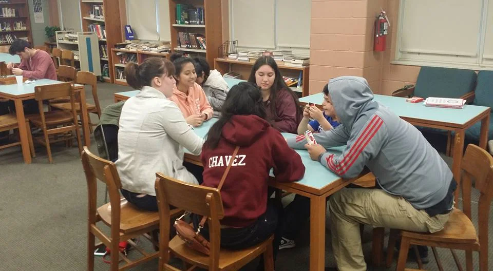 Students socializing at Richards Career Academy H.S.