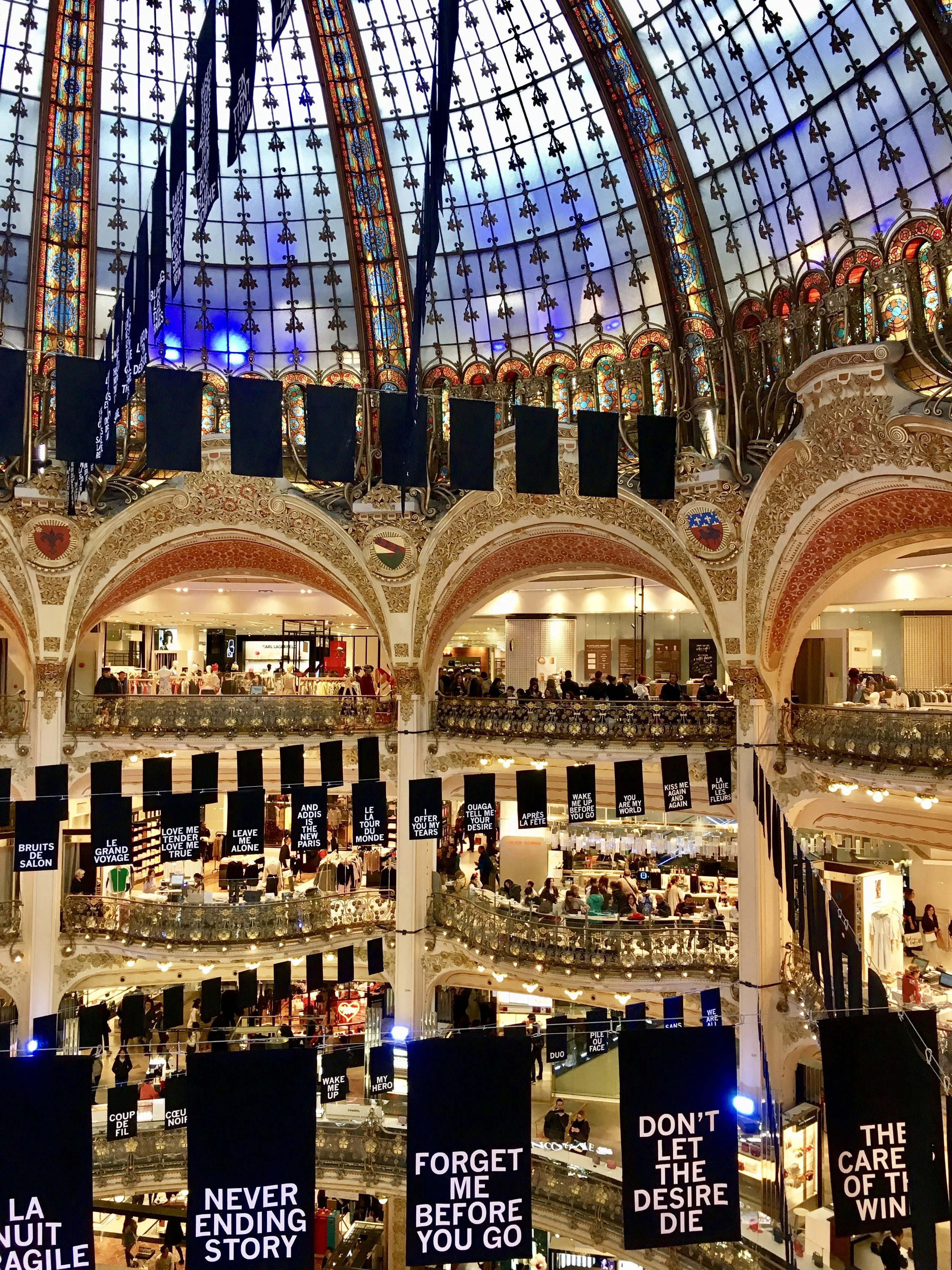 The interior of Galleries Lafayette department store.