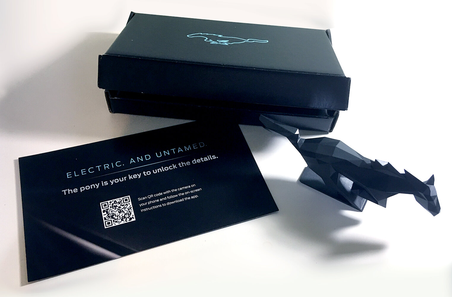 Invitees to the event received a model mustang and instructions to download an app, which used augmented reality technology to animate the event details.