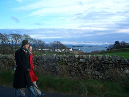 Dylan & Claire. The wee drams kept us warm as we walked between distilleries. 