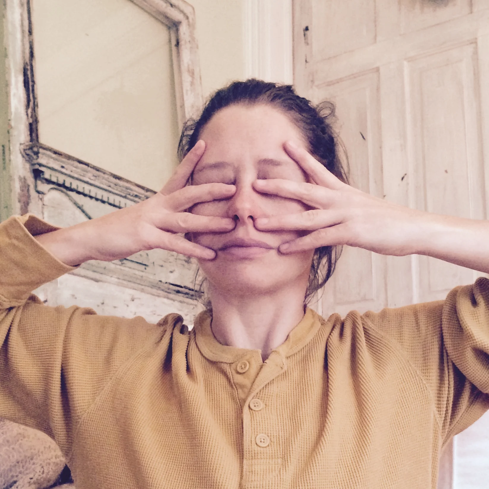 Shanmuki mudra with bhramani pranayama (bees breath)