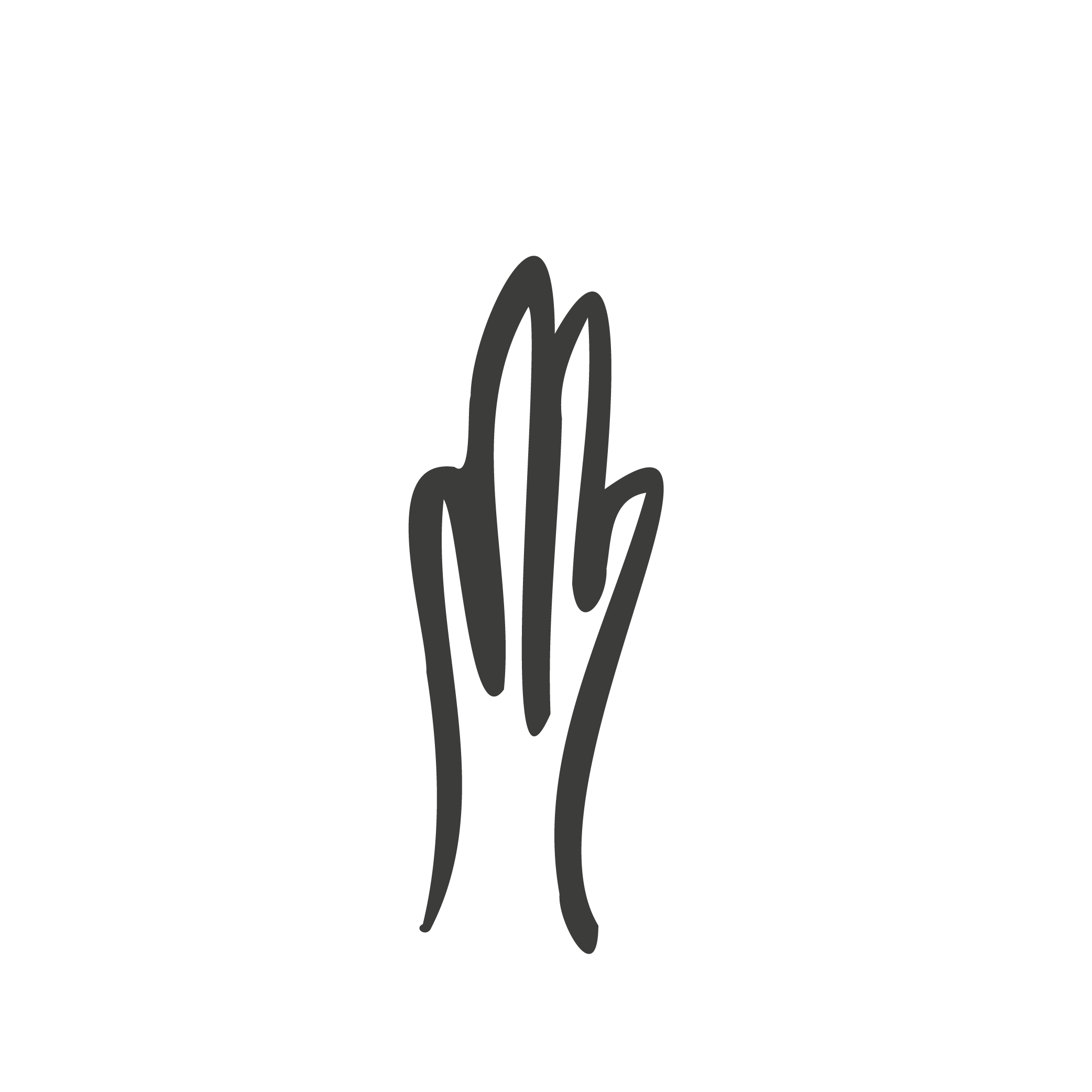 Black background with a gray symmetrical outline of a hand with fingers separated