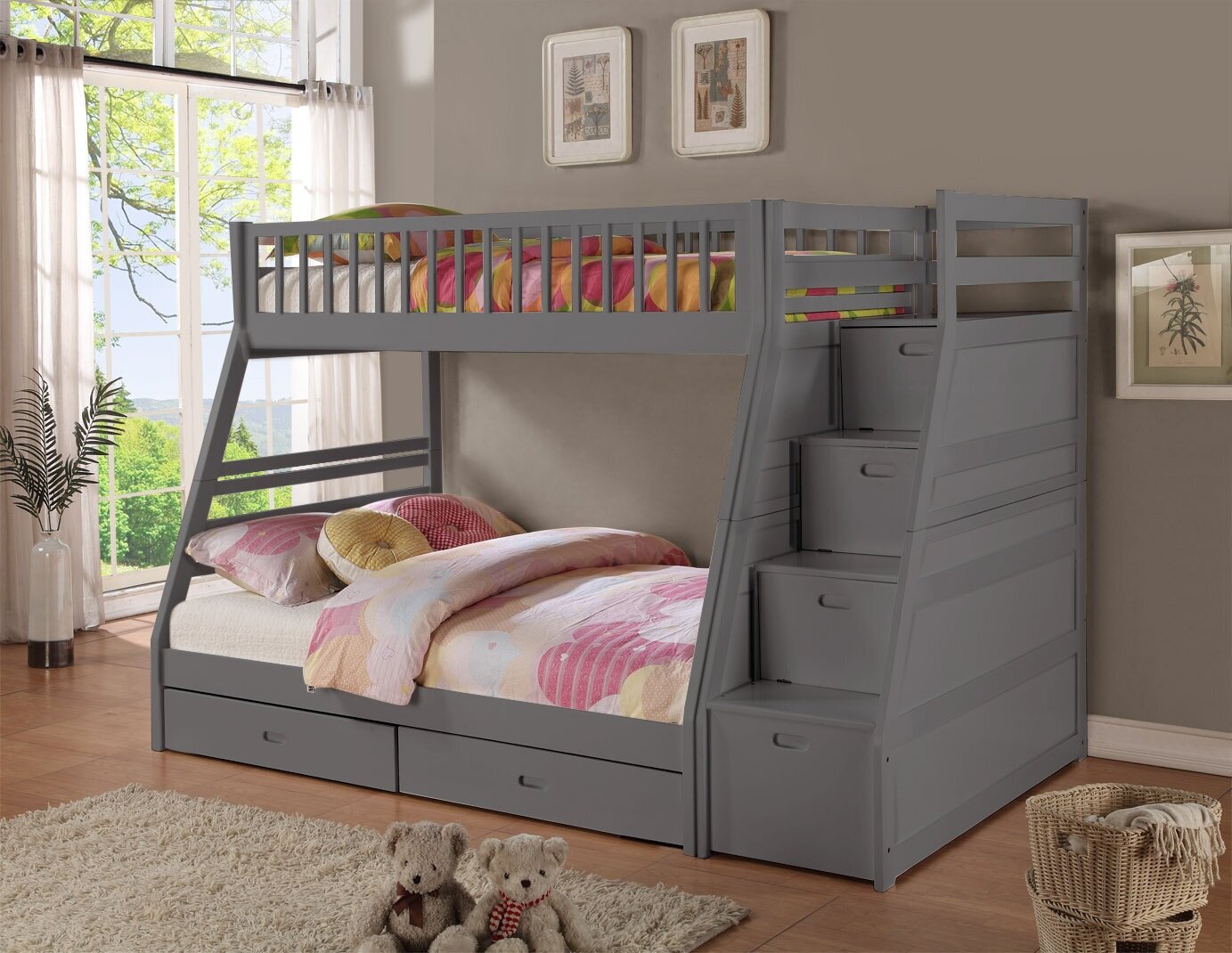Stairstep Bunk Twin Full Bed, Twin Full Step Bunk Bed