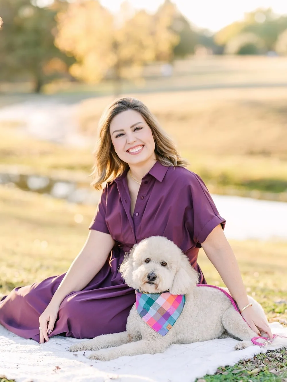 Taking a moment for this gorgeous fall backdrop, her beautiful eggplant dress, how lovely she looks, and the sweetest pup by her side 🐾

This client joined me for one of my fall &ldquo;Pop-In&rdquo; 10-minute minis, and it was absolutely so perfect!