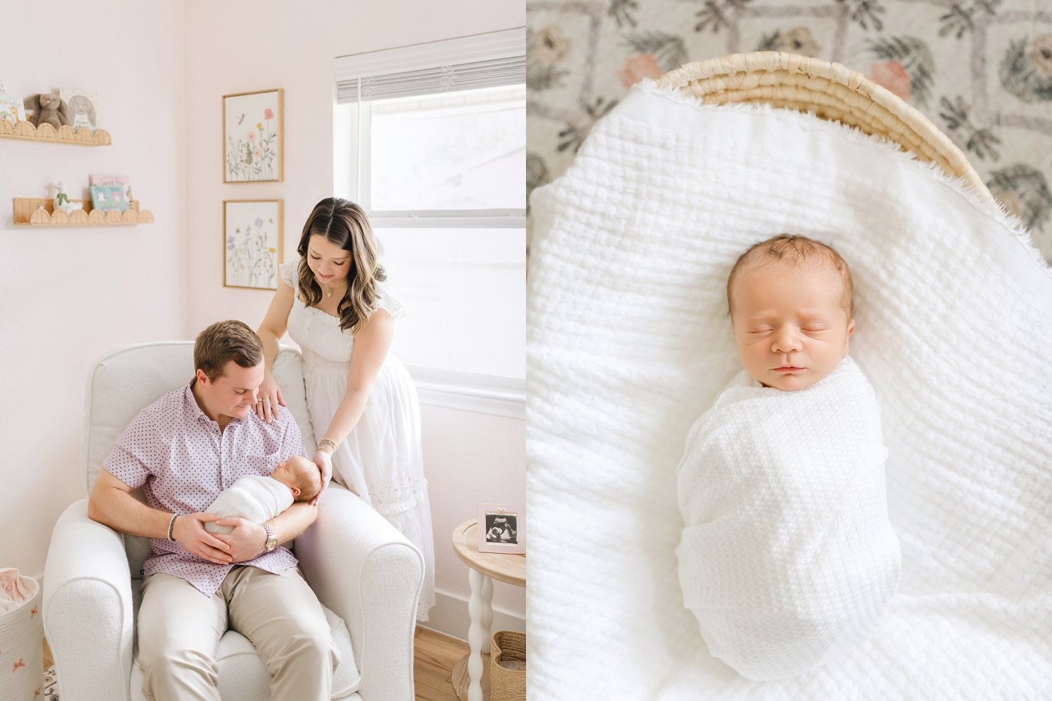 newborn photo of baby girl in a basket