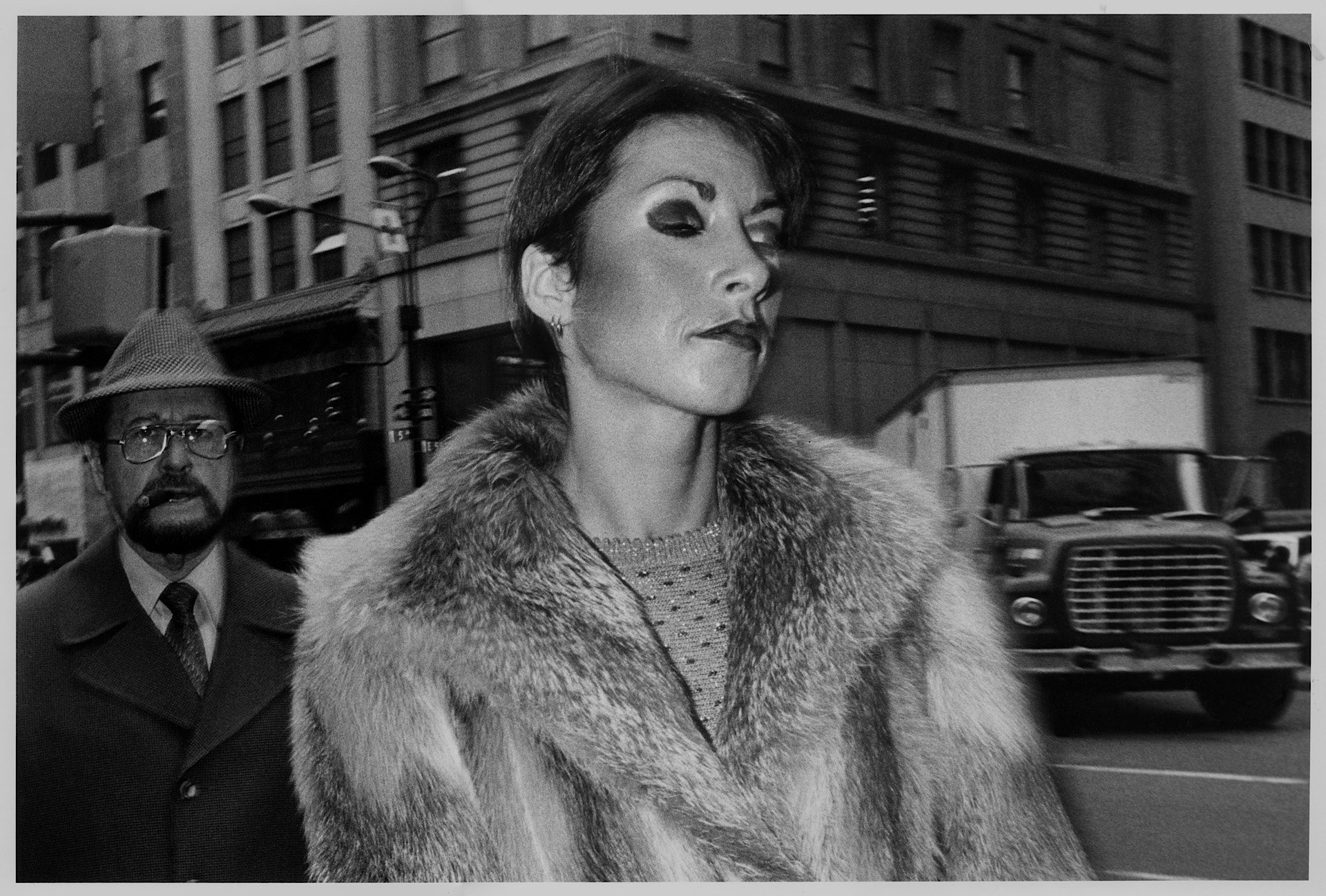 cigar, woman, truck, 5th ave., nyc, c. 1983
