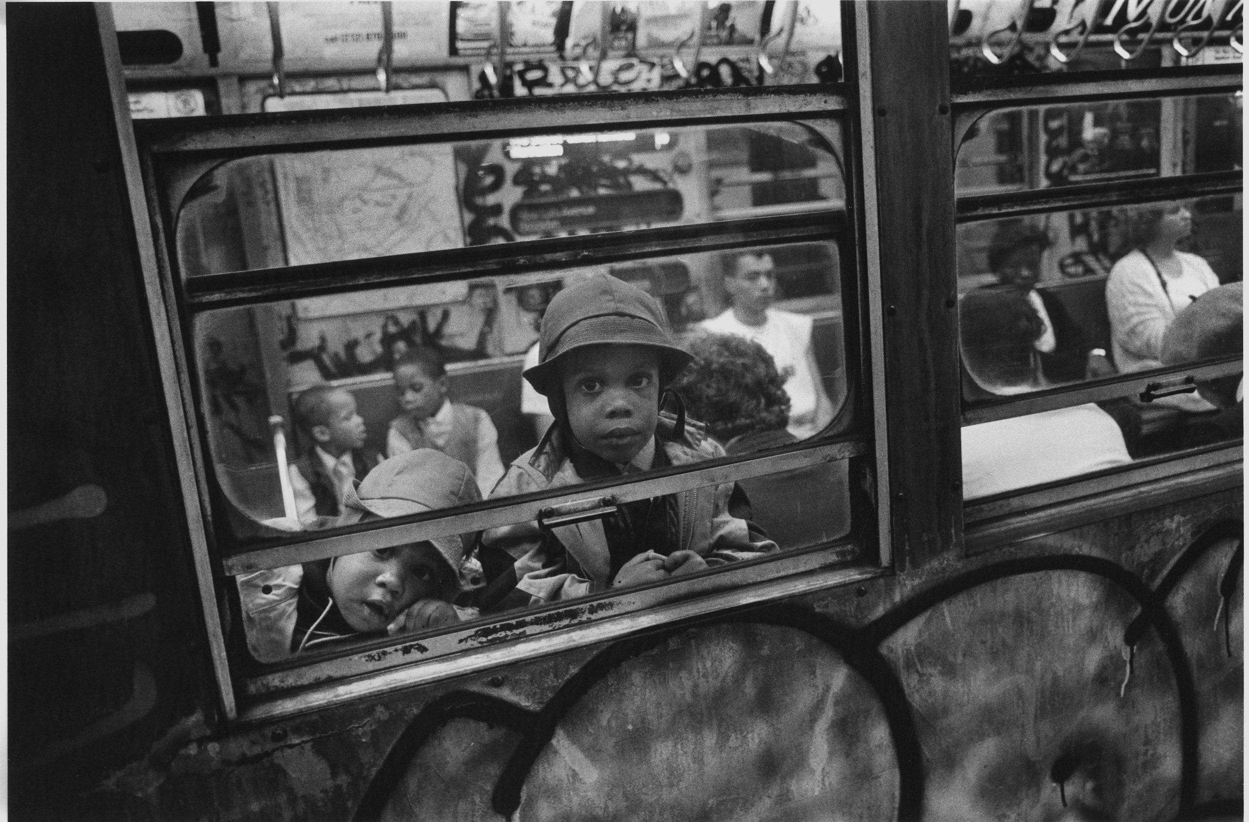 young kids on graff train, nyc, early 1980’s