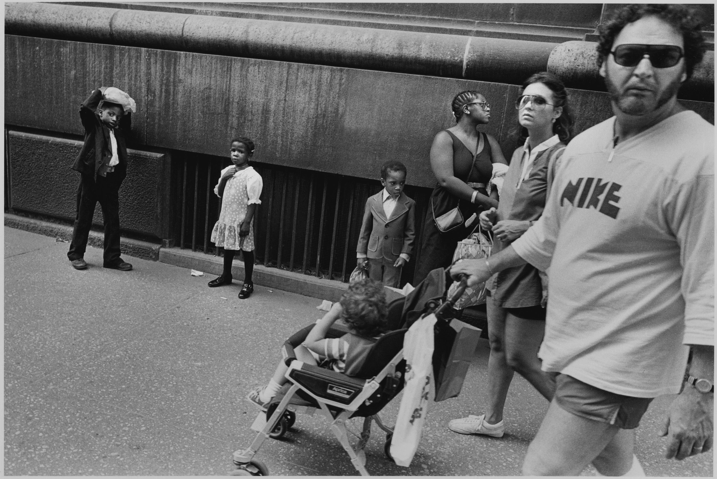 black and white families, 5th ave., nyc, c. 1987