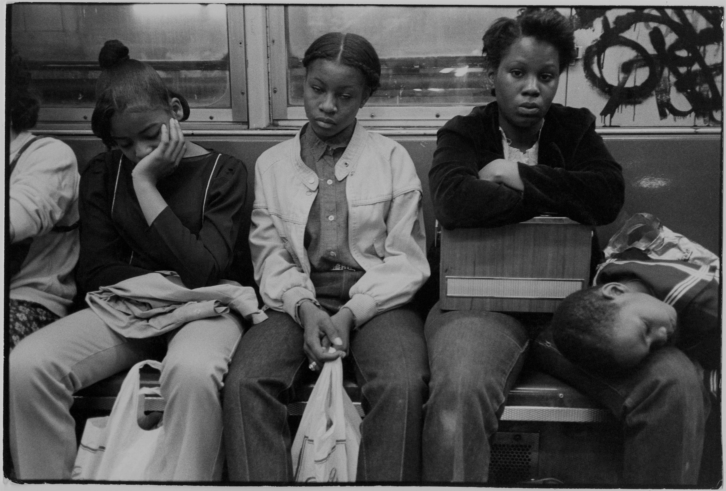 kids dazed on subway, nyc, c. 1982