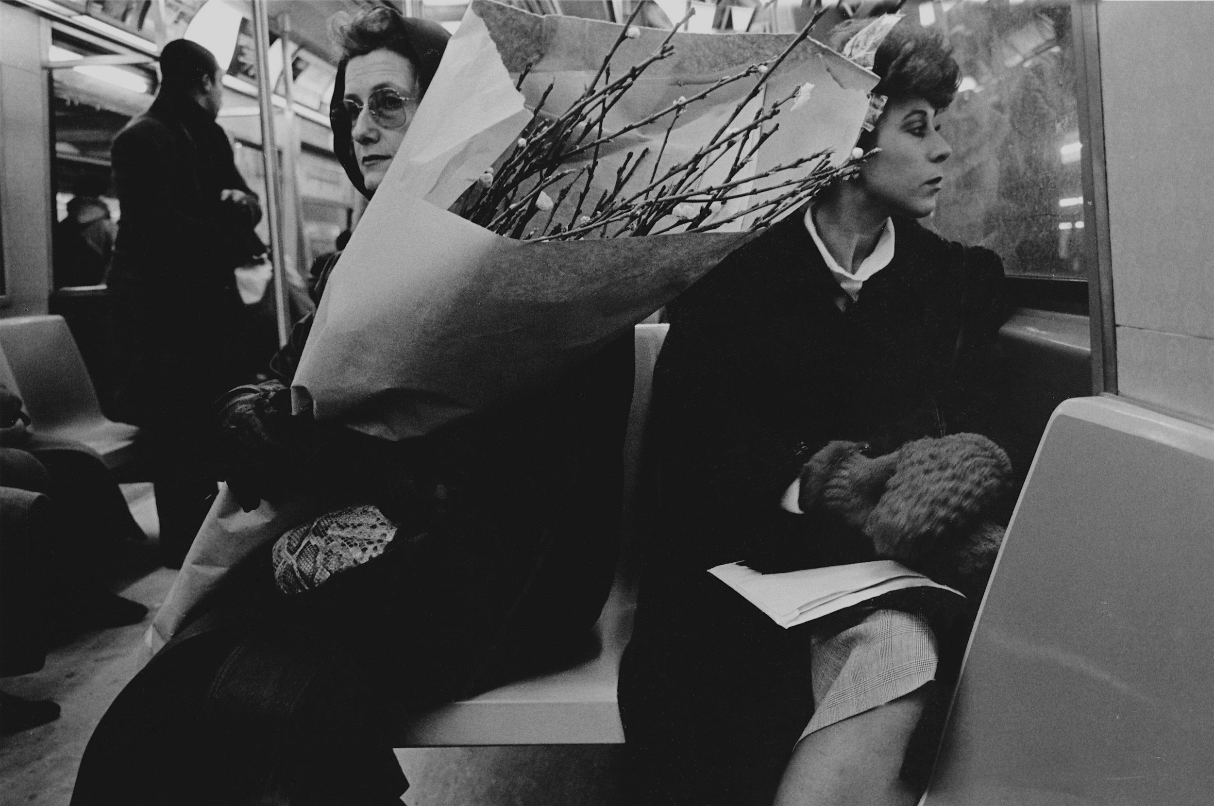 spring flowers on f train, nyc, c. 1981