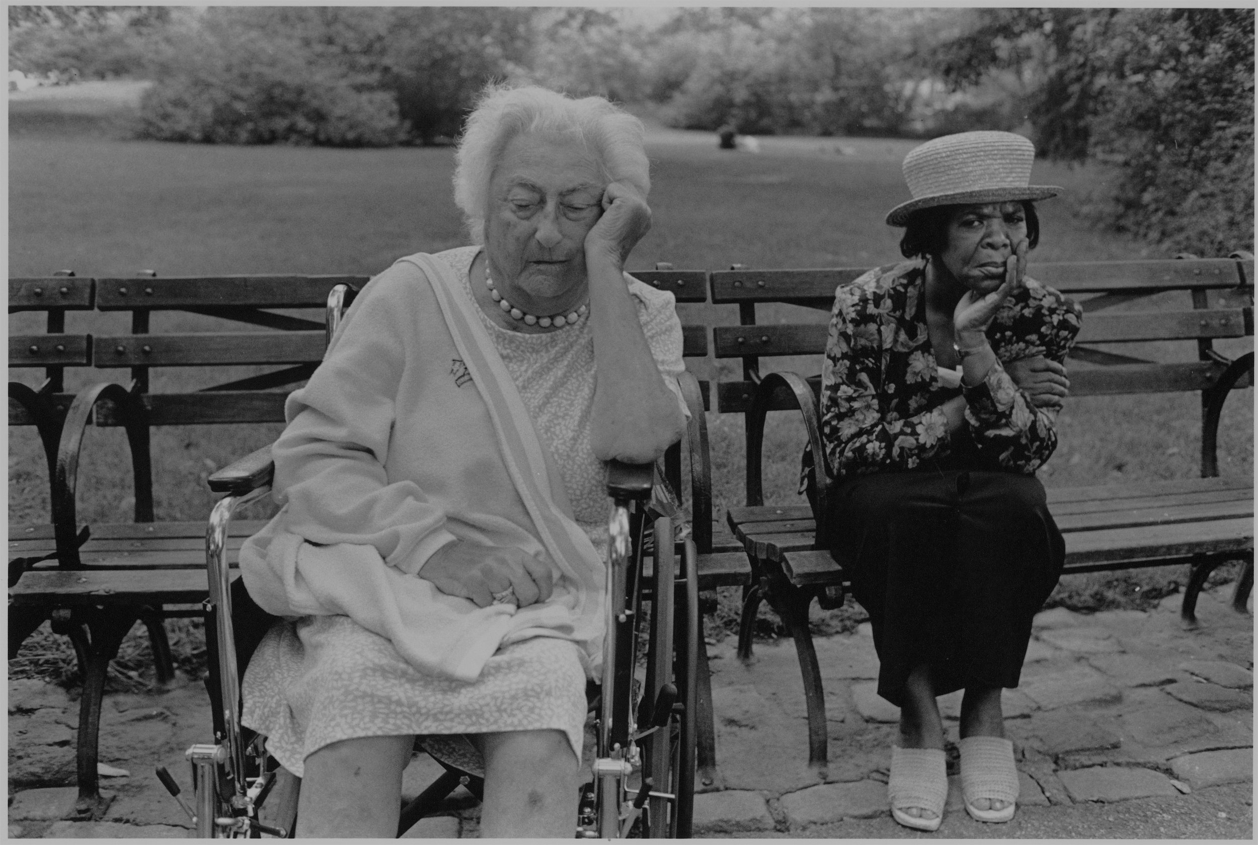 woman in wheelchair + caregiver, nyc, early 1990’s
