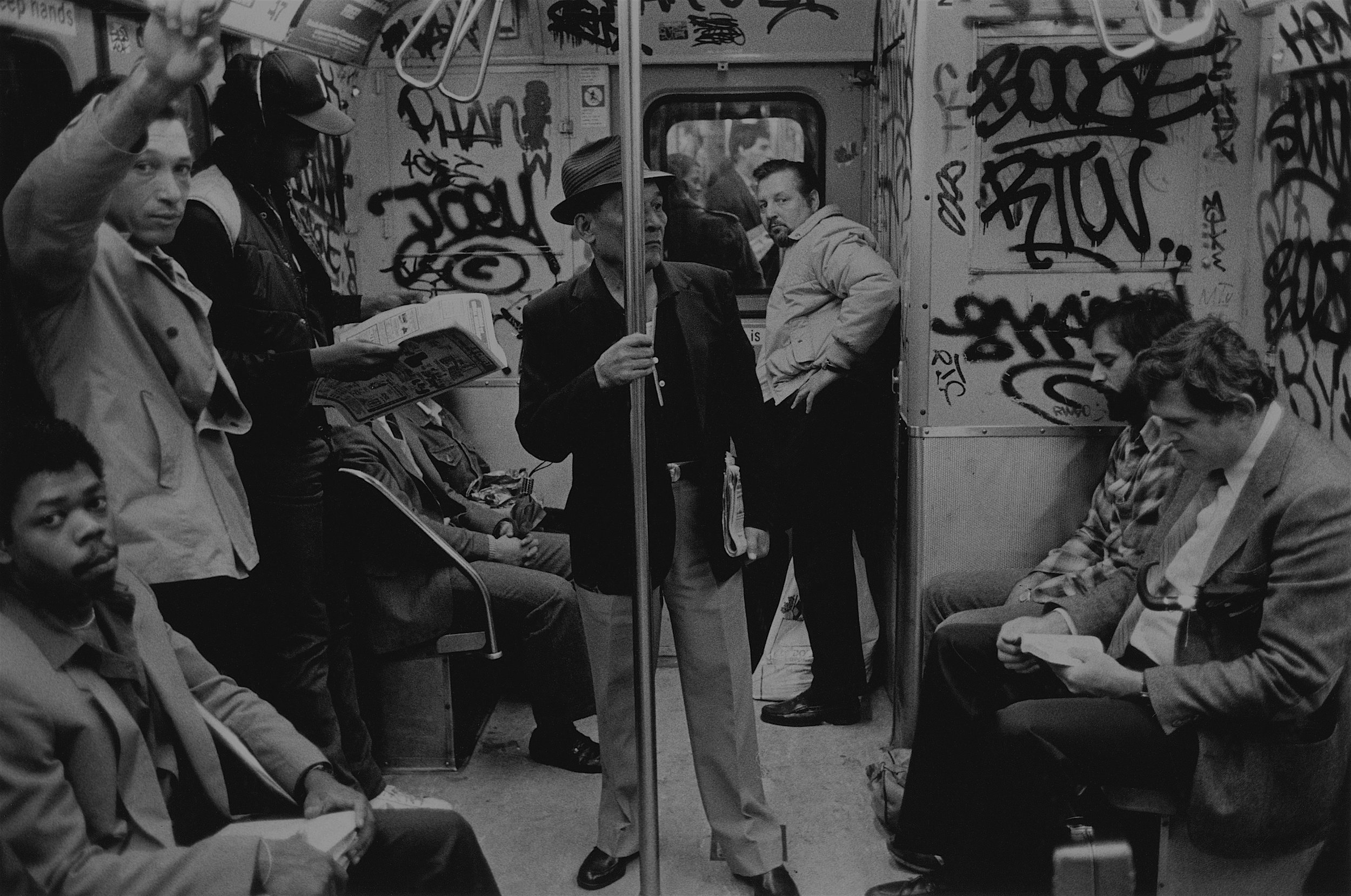 hairy eyeball on irt train, nyc, c. 1982