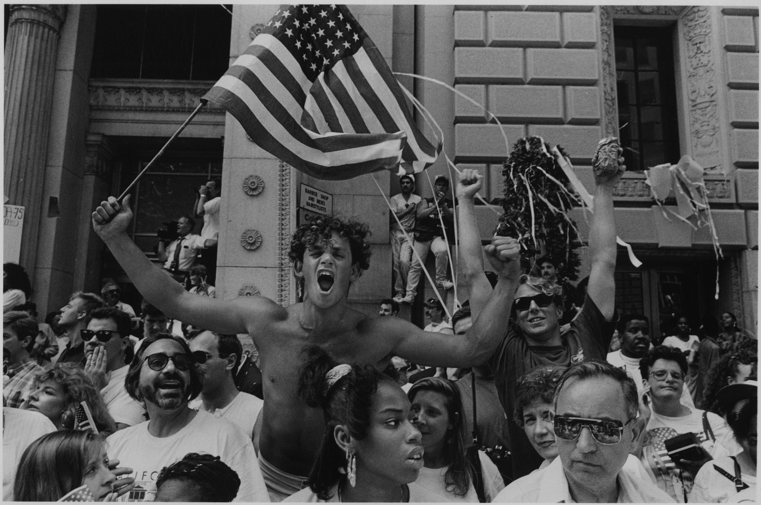 shirtless american goon, desert storm parade, broadway, nyc, 6/11/91