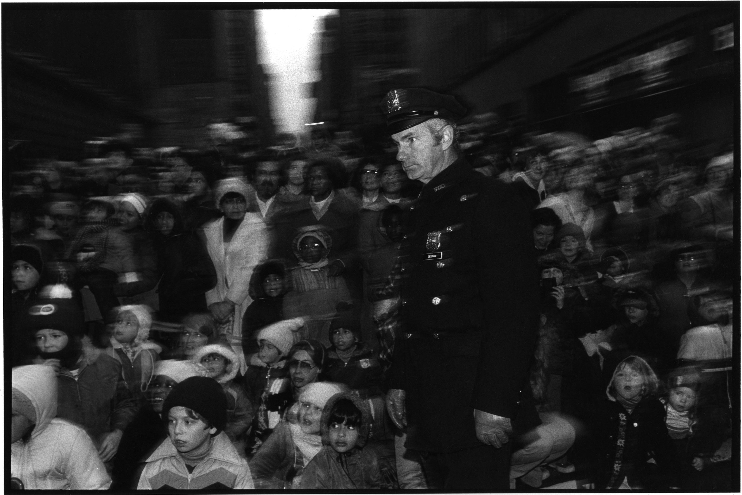 cop at macy’s thanksgiving parade, nyc, 1978