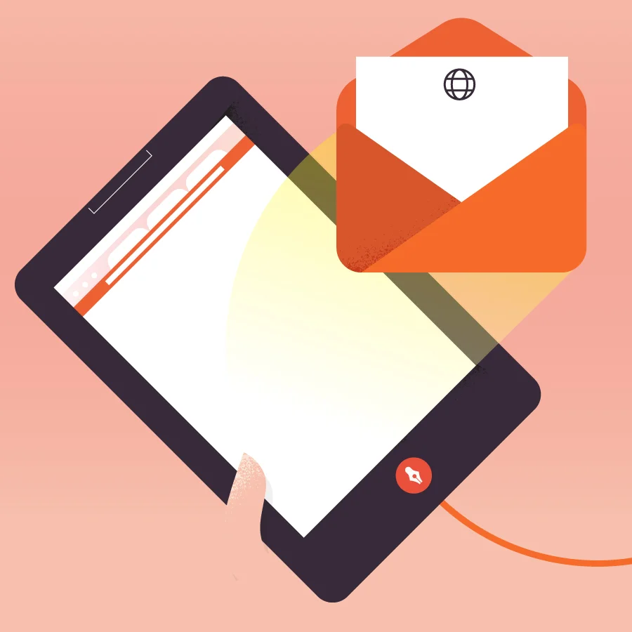 Illustration of email on tablet device