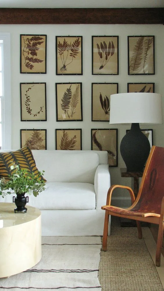LIVING ROOM GALLERY WALL | botanicals | via Lauren Liess