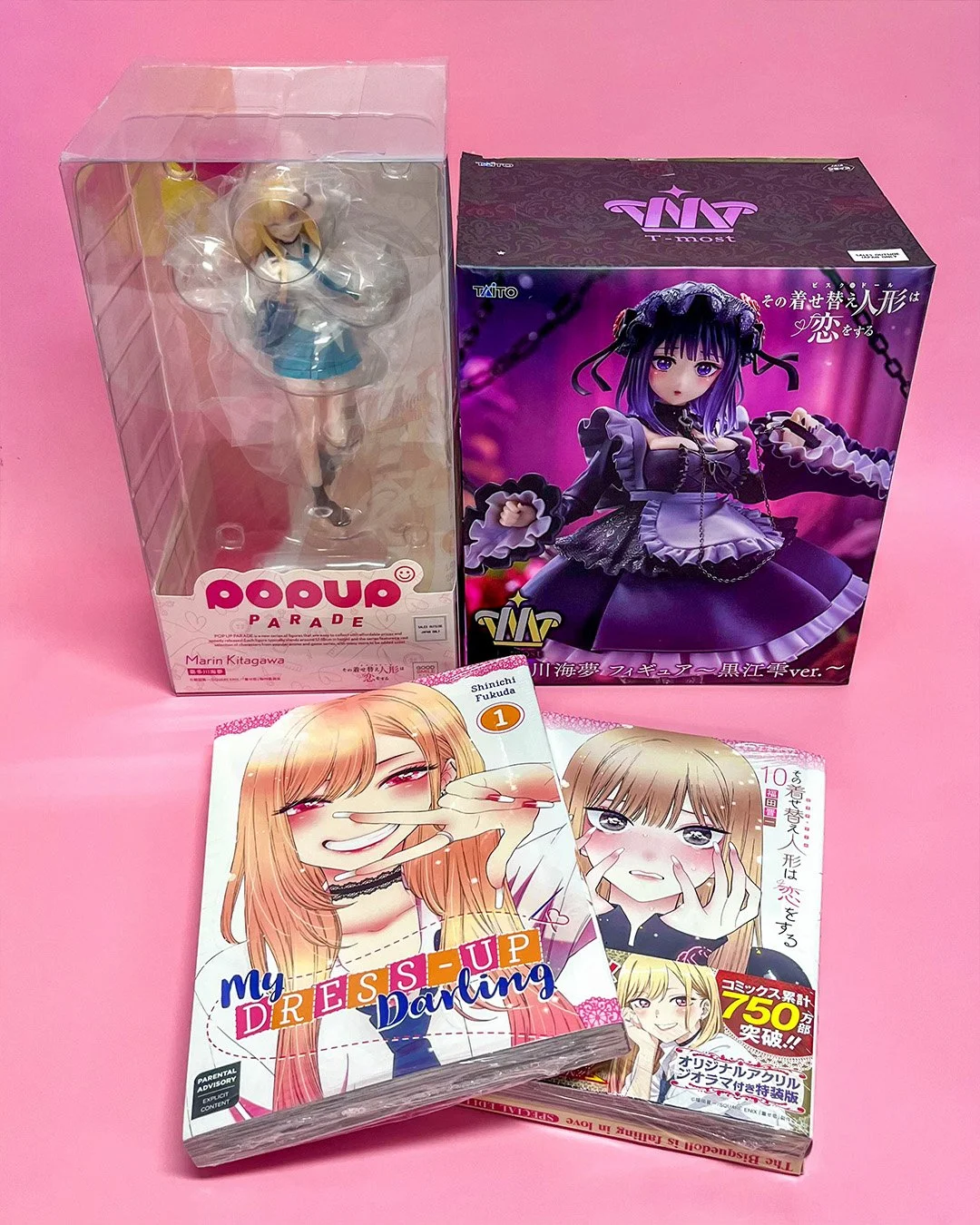 My Dress-Up Darling figures and books