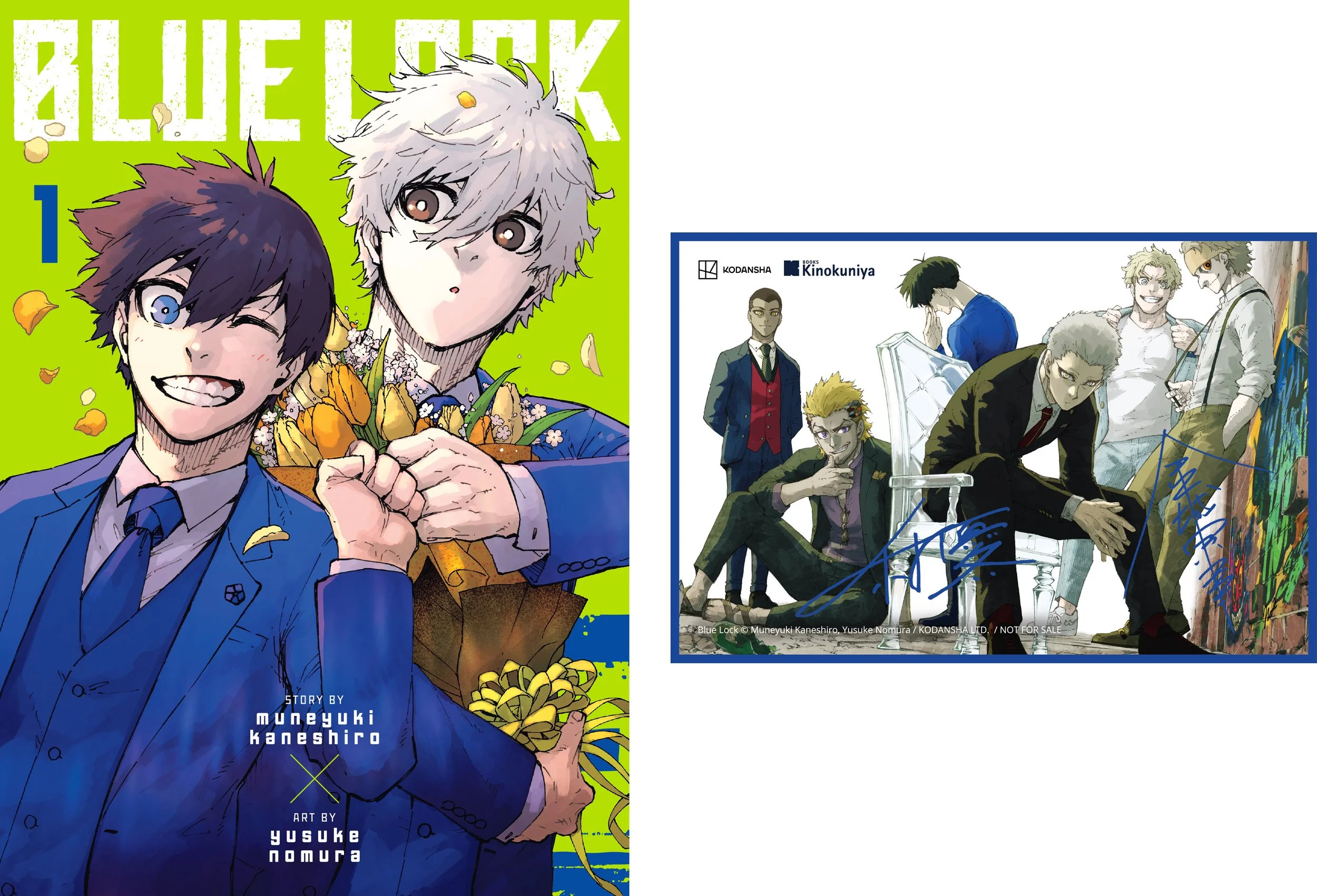 Blue Lock Kinokuniya Exclusive Cover Vol. 1 with shikishi