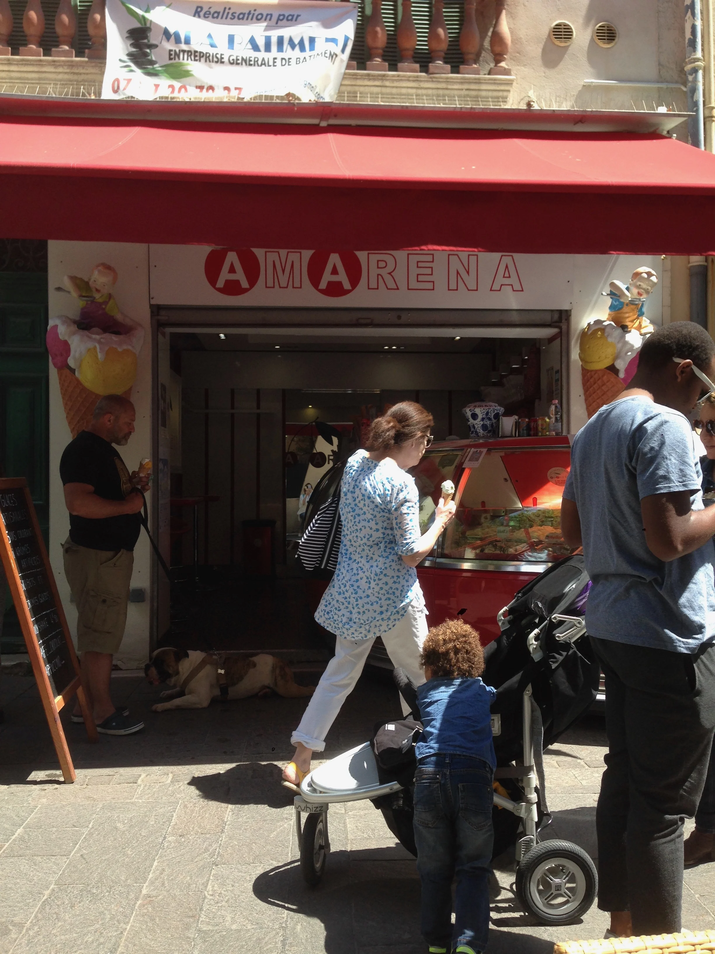 My mother, with a gelato from Amarena, who inspired the sketch below.