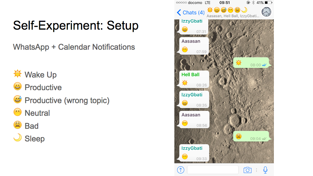 For our first digital prototype we used WhatsApp to log our data
