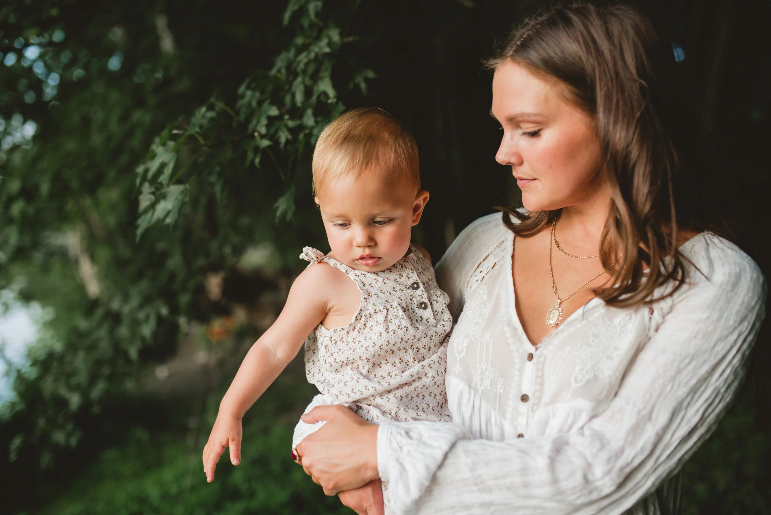 Mother and One Year old on the river in New Paltz NY