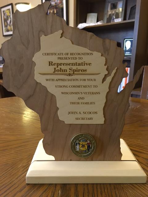   It meant a lot to me to receive this Certificate of Recognition from the Wisconsin Department of Veterans Affairs.&nbsp; As a veteran myself, I understand the unique challenges that the men and women who serve our country face every day.&nbsp; I wi