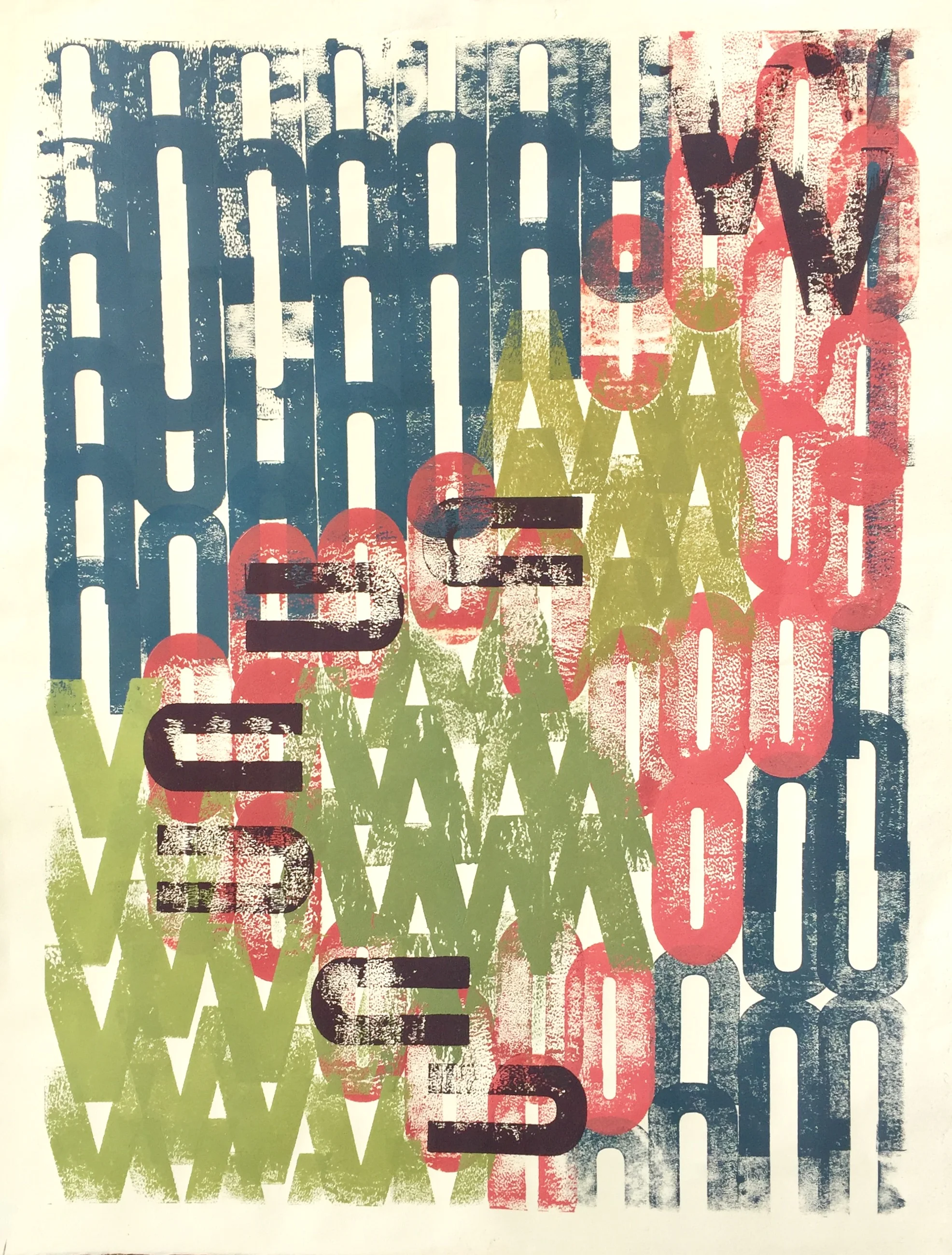 Library , Hand Block Print, 20x26 (8006) - SOLD
