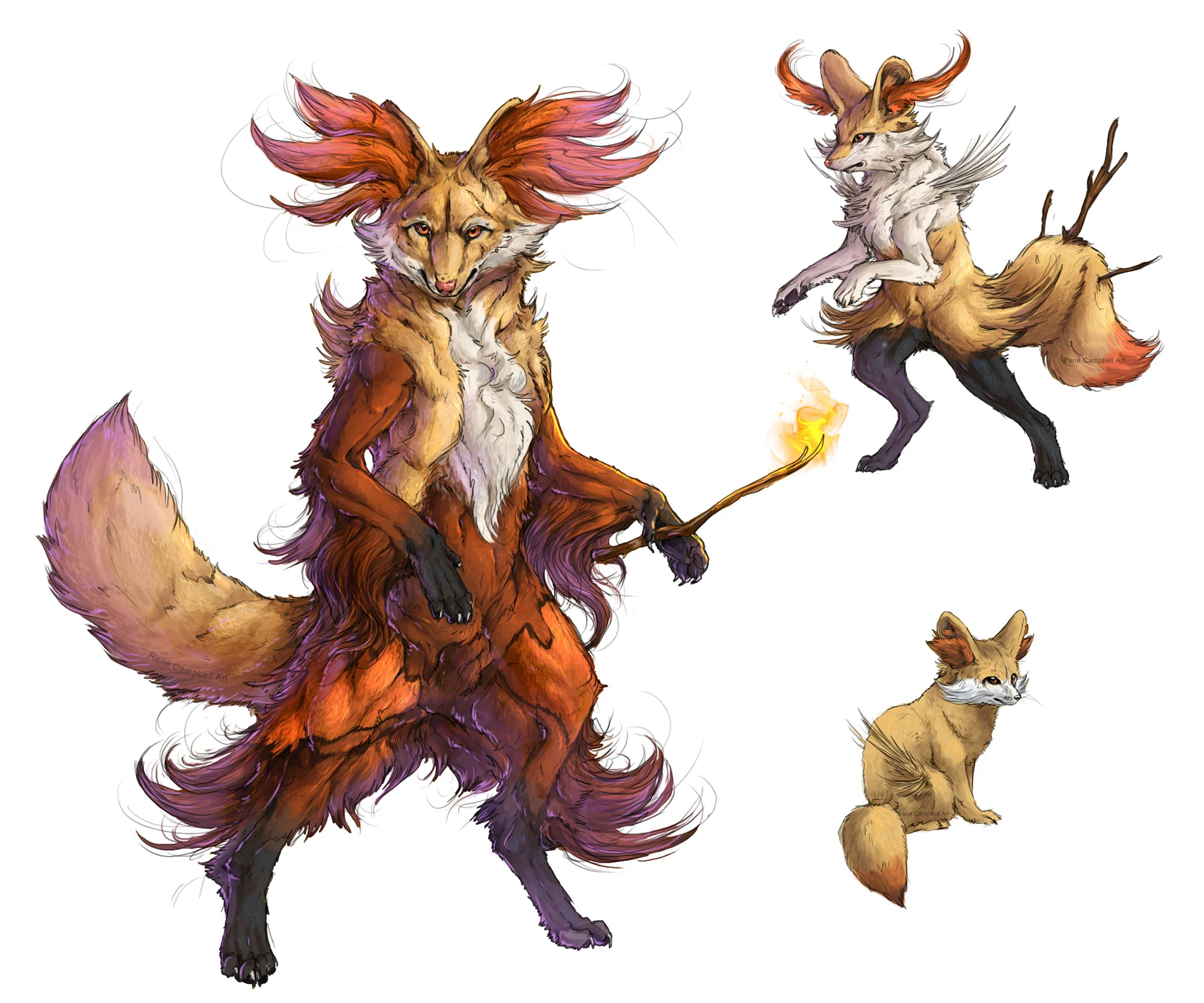Realistic Pokémon Sketches: Fennekin Evolution Line