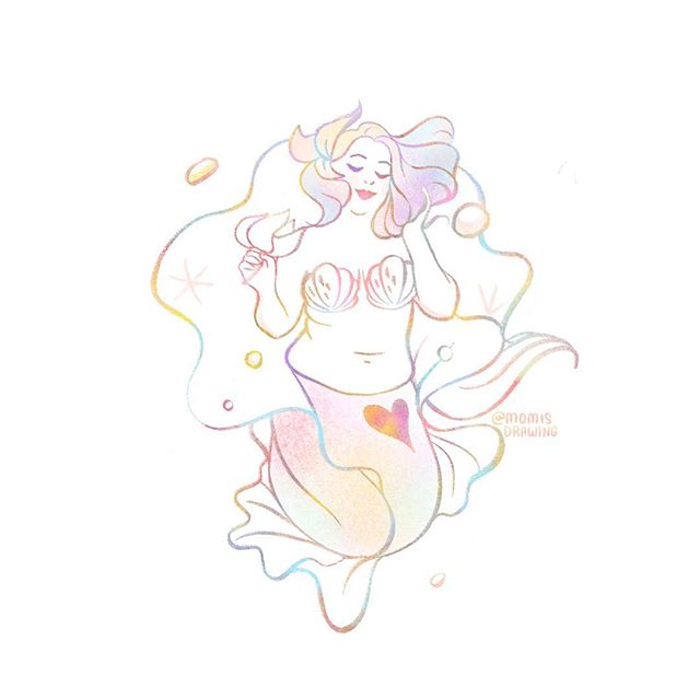 My mom bod actually looks like this than any other mermaid I drew. Month of mermaid continues with Body positive mermaid💕 Inspired by super @bodyposipanda 🐼✨🙌✨.
.
.
.
#mermay2018 #bodypositive #mermaid #momisdrawing