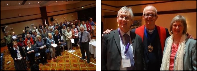 The photograph, below left, shows the General Assembly Choir, conducted by David Dawson. The photograph, below right is of Rev Alex Bradley, Principal of Unitarian College , Manchester, Rev Charles VanDenBroeder, incoming President of the GA and Dorothy Hewerdine, outgoing President of the GA. Photographs on this page courtesy of the GA photo