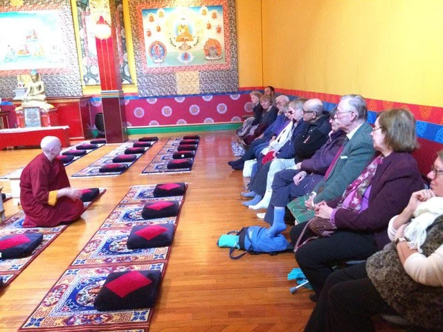 Ani Dolkar talking about Tibetan Buddhism, photo by Jon Bagust
