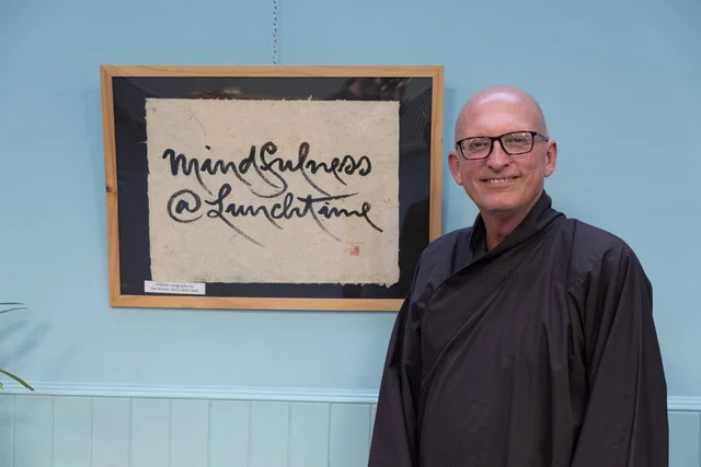 On 5 June Brother Phap Vu was invited by Jon Bagust to lead the Mindfulness@Lunchtime practice. (See Jon’s report below. The following evening Brother Phap Vu gave a lecture at St Mark’s entitled Mindfulness in Everyday Life. A few weeks later, on 26 June, again at St Mark’s the Annual Inter-Faith Occasion for World Peace took place. The key speakers were Mrs Samena Dean, Muslim Women's Activist, and Fr Jeremy Bath, Catholic Archdiocese of Edinburgh. We look forward to publishing an article by Rev Brian Cooper on this event. Meanwhile we print a picture of the main faith representatives, supplied by our minister, Rev Peter Fairbrother.