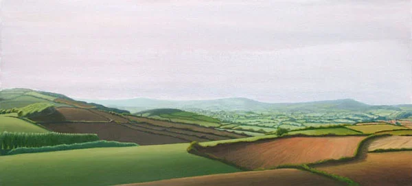 "Hazy Summer's View from Allington Hill", oil on canvas, 120x55cm